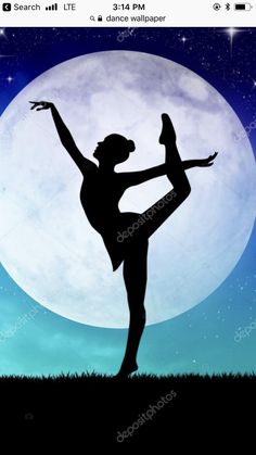 the silhouette of a woman doing yoga in front of a full moon with stars on it