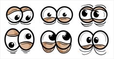 cartoon eyes with different expressions and shapes for each character in the video game, which appears to be drawn by hand