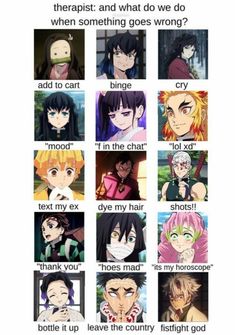 an image of anime characters with their names in the same language and pictures on them