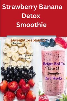 Smoothie Strawberry, Quick Cleanse, Banana Drinks, Diet Smoothie Recipes, Healthy Strawberry