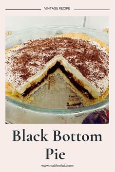 White pie with chocolate shavings on top with one slice missing. Chocolate Truffle Pie, Blackbird Pie, Black Bottom Pecan Pie, Flapper Pie Recipe, Black Bottom Pie, Black Bottom Pie Recipe, Black Bottom Pie Southern Living, Galette Recipe, Best Pie