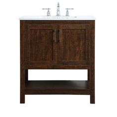 an image of a bathroom vanity with two sinks on the top and one drawer open