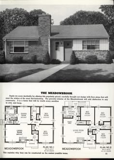 an old house with two floors and three windows in the front, and another floor plan for