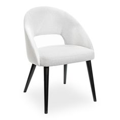 a white chair with black legs on a white background