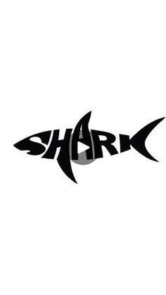 the word shark is written in black on a white background