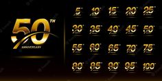 golden 50th anniversary numbers on black background