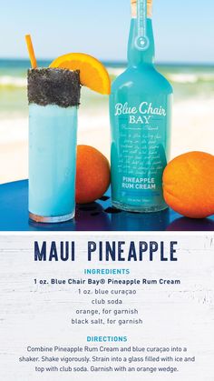 a menu for a blue chai bar with two oranges and a drink on the table