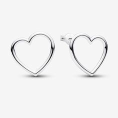 See love from a new angle with the Front-facing Heart Stud Earrings. These bold sterling silver stud earrings feature an asymmetrical heart outline that faces forward when you wear them. If you have multiple piercings, they look great stacked with our Pandora Moments Asymmetrical Heart Hoop Earrings to double up the love - or wear them alone for a simple yet impactful look. - Pandora Front-facing Heart Stud Earrings - Sterling silver Modern Sterling Silver Heart Earrings For Gift, Heart Outline, Heart Hoop Earrings, Heart Studs, Heart Earrings Studs, Sterling Silver Studs, Sterling Silver Earrings Studs, Silver Earrings Studs, Sterling Silver Earrings