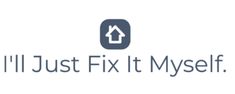 the logo for i'll just fix it myself, with an arrow pointing up