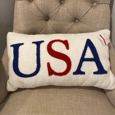 a pillow with the word usa on it