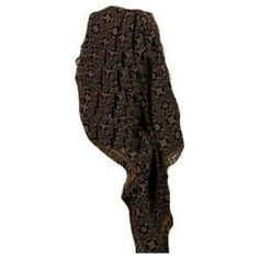 a black and brown scarf with an intricate design on the bottom, in front of a white background