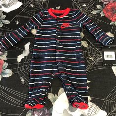 Brand New With Tags, Nike Air, “Just Do It” One Piece Kids Button-Up “Pajamas” Red/White/Blue In Size Kids Newborn. Retail: $18.00 Nike Pajamas, Newborn Pajamas, Button Up Pajamas, Kids Pajamas, Kids Nike, Red White Blue, Just Do It, White Blue, Do It