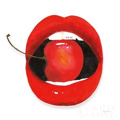 Cherry Lips Poster Print by Mercedes Lopez Charro-VARPDX65694 Image 1 Red Wall Prints, Groovy Doodles, Amy Core, Cola Aesthetic, Lips Poster, Cherry Drawing, Journal Prints, Red Artwork, Jazz Bar