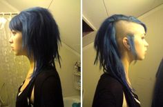 semi shaved punk hair girl Alternative Hair, Hair Reference, Aesthetic Hair, Pretty Hairstyles, Blue Hair, Hair Goals