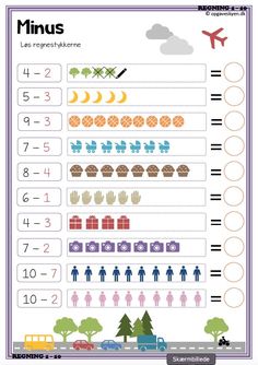 a printable worksheet with numbers and symbols for children to learn how to count