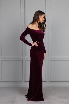 Formal Dress Off The Shoulder Dress Long Sleeve Velvet Dress Bridesmaid Dress, Maxi Dress, Maid Of Honor Purple Dress women dress wedding guest dress, party dress, strapless dress elegant dress wedding dress, evening dress, cocktail dress, occasion dress, reception dress, gown dress, mother of the bride, dress wedding guest, fall bridesmaid dress. More velvet dresses can be found here: desirvale.etsy.com ❖ The material is quality, flexible and stretchy. ❖ Please read the dress description and fi Formal Dresses Long Velvet, Purple Formal Dress Long Off The Shoulder, Velvet Gowns Wedding Dresses, Wine Long Sleeve Bridesmaid Dress, Bridemaids Dresses Velvet, Drspe Sleeve Boat Neck Velvet Strech Dress, Burgundy Velvet Bridesmaid Dresses Dillards Xscape, Burgundy Velvet Dresses Dillards Xscape, Winter Dress Long Sleeve Velvet