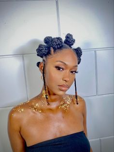 Black girl make up and hair Bantu Knots Black Women, Star Bantu Knots, Bantu Knots Ponytail, Fairy Bantu Knots, Bantu Knots Hairstyles With Braids, 4c Bantu Knots, Boho Bantu Knots, Bantu Knot Braids, Bantu Knots With Braids Hairstyles