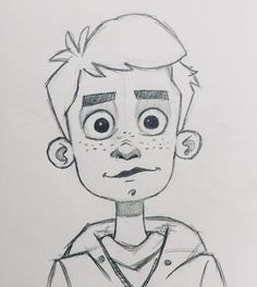 a drawing of a man with big eyes