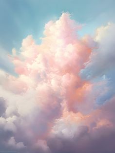 the sky is filled with pink and blue clouds