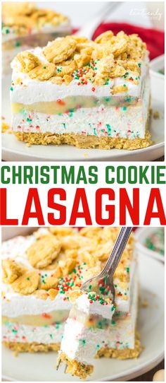 christmas dessert Cookie Lasagna, Lasagna Dessert, Christmas Dinner Desserts, Xmas Desserts, Layered Dessert, Potluck Desserts, Christmas Desserts Easy, Christmas Baking Recipes, Christmas Dessert