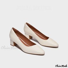 Olivia Mark - Sheepskin High Heel Shoes with Shallow Mouth and Chunky Heel Rough Heels, Leather High Heels, Stiletto Pumps, Thick Heels, Designer Heels, Body Style, High Heel Pumps, Heel Shoes, Chunky Heel