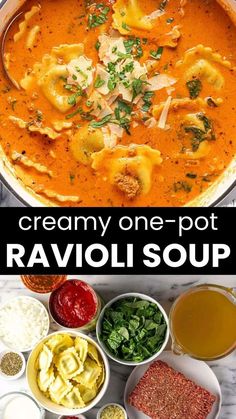 this creamy one pot ravioli soup is the perfect way to use up leftover pasta