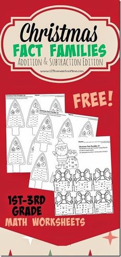 christmas fact families addition and subtraction worksheets