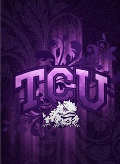 the uga logo on a purple and black wallpaper with white flowers in it