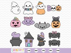 halloween cliparts with ghost, bats and pumpkins