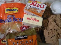 some food is laying out on the counter top and ready to be put into the freezer