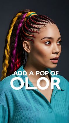 Express yourself with bright extensions! Transform your cornrows for a playful summer twist. #cornrows #extensions #colorfulhair Cornrows Extensions, Colorful Extensions, Express Yourself, Hair Color