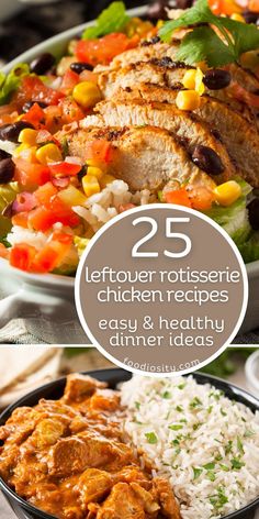 25 Leftover Rotisserie Chicken Recipes - Easy & Healthy Dinner Ideas Easy Rotisserie Chicken Recipes, Easy Healthy Dinner Ideas, Bbq Chicken Flatbread, Leftover Ideas, Chicken Flatbread