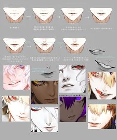 an anime character's face is shown in many different angles and sizes, including the eyes