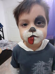 Simple Puppy Face Paint, Puppy Dog Face Paint Easy, Bluey Bingo Face Paint, Easy Face Paint Animals, Full Face Face Paint, Cute Animal Face Paint, Party Face Paint Ideas, Simple Dog Face Paint, Face Paint Easy Ideas