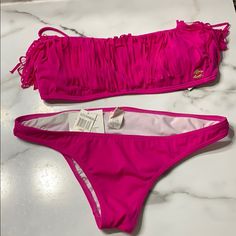 Nwt Pink Fringe Billa Bong Bikini Billabong Swim, Billabong, Womens Swim, Pink, Women Shopping, Color