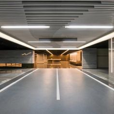 an empty parking garage with no people in it