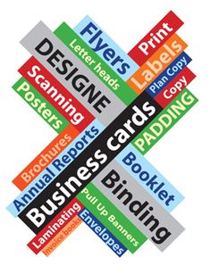 an image of business cards with different colors and font on them, including the words