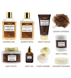 THE LUXURY EVERY MAN DESERVES - Treat him to a deluxe at- home spa treatment as Lovery packs its premium Spa Kit for Men with skin- nourishing Bath and Shower Essentials. Each Gift Basket contains everything he might need for a complete, relaxing, and rejuvenating spa experience. | RELAX WITH SANDALWOOD - Sandalwood Oil is known for its relaxing qualities and can also enhance mental alertness. Start the day off on the right foot or reset after a long workday with a restorative male spa session. Shower Essentials, Shower Puff, Home Spa Treatments, Sandalwood Essential Oil, Leather Cosmetic Bag, Bath Gift Set, Sandalwood Oil, Spa Set, Bath Gift