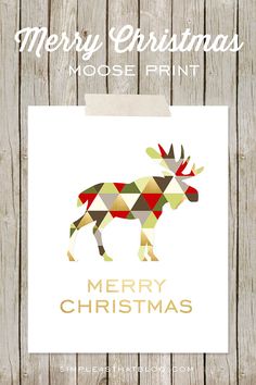 a christmas card with an origami moose on it