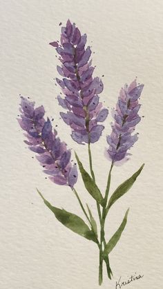 watercolor painting of purple flowers on white paper