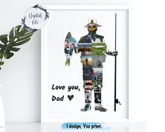 a collage of photos with the words love you, dad and fishing on it