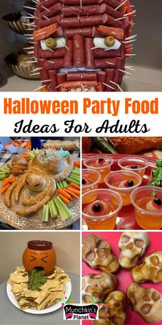 Halloween Party Food Scary Halloween Party Food, Halloween Themed Snacks, Halloween Party Food Ideas, Easy Halloween Party Food, Halloween Themed Food, Halloween Party Appetizers, Halloween Party Food, Halloween Party Treats