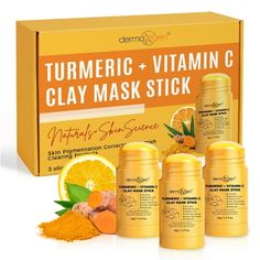 DERMAXGEN Turmeric + Vitamin C Mask Stick is your ultimate solution for a detoxifying clay face mask! This innovative mask stick is specifically formulated to reduce acne and scars while promoting a radiant complexion. Packed with the power of turmeric and Vitamin C, it effectively boosts circulation, brightens the skin, and deeply cleanses pores. Turmeric, known for its anti-inflammatory and antibacterial properties, helps combat acne-causing bacteria and reduces the appearance of scars. Vitami Coconut Oil Mask, Vitamin C Mask, Facial Scars, Turmeric Vitamins, Deep Clean Pores, Turmeric Face Mask, Brown Spots Removal, Brightening Mask, Clay Face Mask