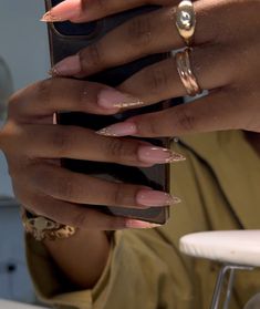 Melanin Nails Dark Skin, Classy Nails Design Ideas Almond, Grown Woman Nails, Nails Acrylic Ideas Simple, Nails Ideas Black Women, Almond Nail Inspo 2024, Short Natural Nail Ideas, Nude Nail Inspiration, Dope Nail Designs Mid Length