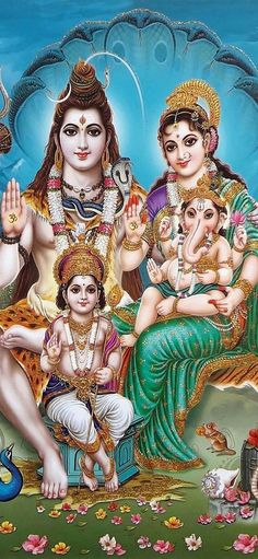 an image of the hindu god and his family