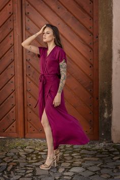 Dámské purpurové Zavinovací vzdušné šaty - fuchsia / od INDIVA | Fler.cz Wrap Dress