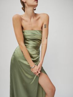 Sustainable Wedding Dress, Reformation Dress, Reformation Dresses, Silk Charmeuse, Green Silk, Wedding Party Dresses, Artichoke, Guest Dresses, Silk Dress