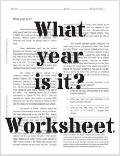 a newspaper page with the words what year is it? worksheet written in black