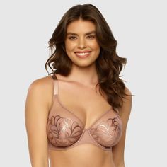 Equal parts comfortable and stylish, the Paramour Lotus Embroidered Unlined Bra will quickly be a favorite in your intimates collection. Unlined cups provide a comfortable feel and more natural fit, with underwire ensuring you still get the support you need. The band is made from ventilating mesh to keep you feeling great as you go about your day, and the adjustable straps make it easy to get your best fit. The striking look of semi-sheer material balances out the functional details of the bra, Micro Lingerie, Jennifer Aniston Hot, Bali Bras, Barbara Eden, Healthy Lifestyle Quotes, Cheer Outfits, Smiling Faces, Women Faces, Army Women