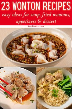 Discover the culinary world of wontons with these 23 delectable recipes. From savory delights like beef and cilantro to sweet indulgences like apple and cinnamon, this diverse compilation promises a recipe for every palate. Whether you’re a novice cook or a seasoned chef, these innovative takes on traditional wontons are sure to spark your culinary creativity and tantalize your taste buds. #WontonRecipes Won Ton Filling Recipes, Dumping Recipes, Wonton Filling Recipes, Bamboo Steamer Recipes, Wrapper Recipes, Thai Dinner, Wonton Wraps, Wonton Wrapper Recipes, Copycat Food